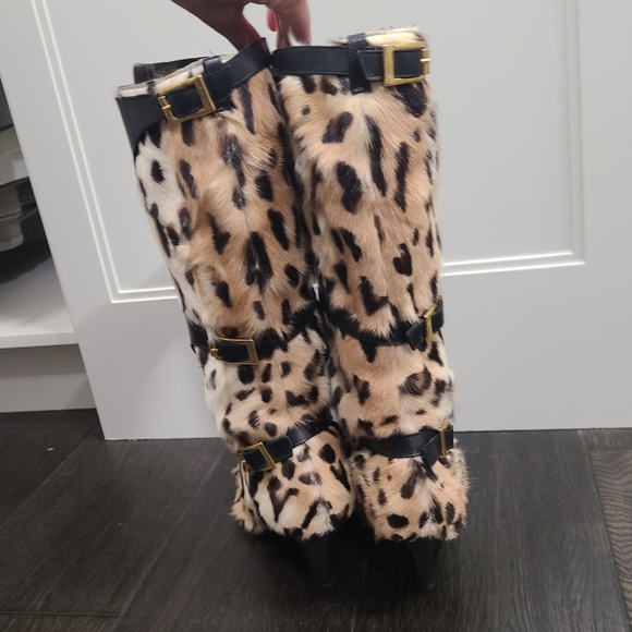 Tall italian leather boots with fur - Picture 5 of 9